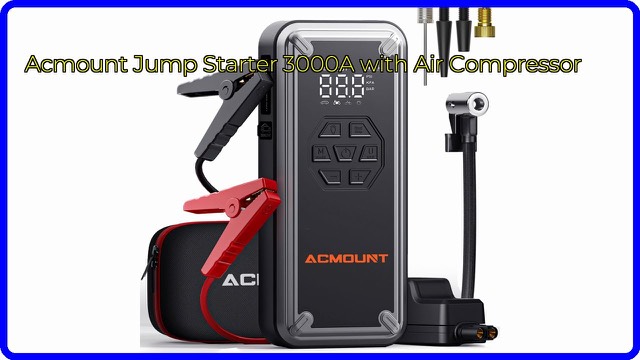 Acmount W160 portable jump starter with air compressor and LCD display