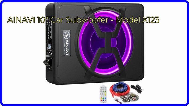 AINAVI slim 10-inch active car subwoofer in an aluminium enclosure