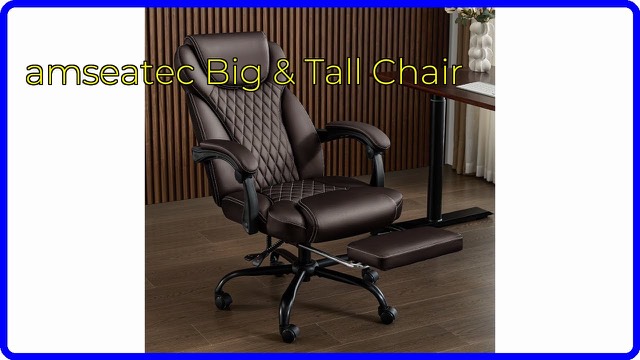 amseatec black high-back PU leather office chair with footrest