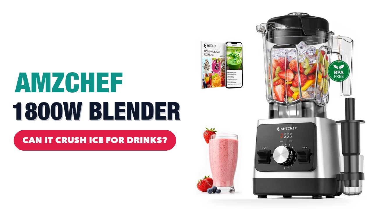 AMZCHEF 1800W countertop blender with 68 oz pitcher in matte silver