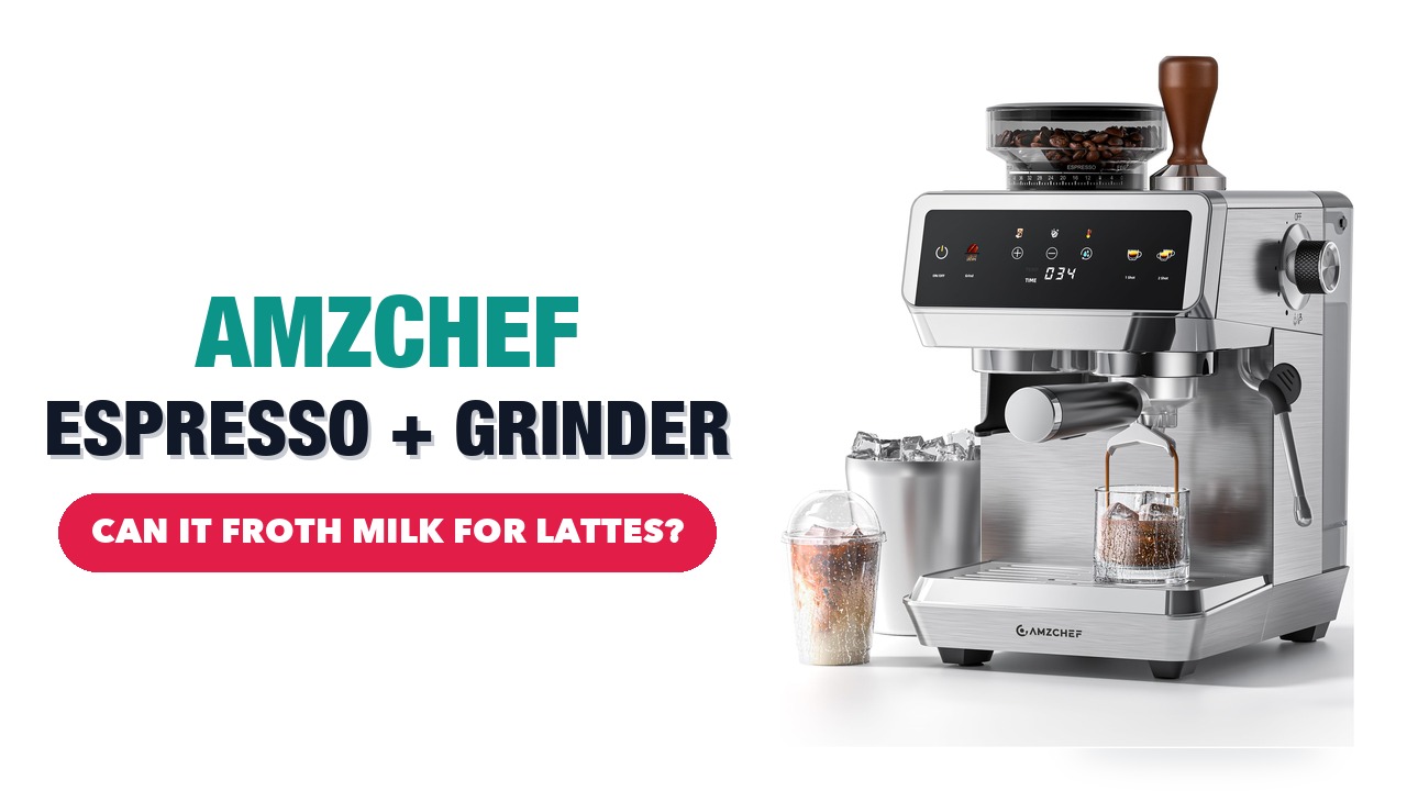 AMZCHEF CM1626 espresso machine with built-in grinder in silver