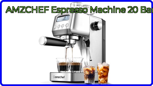 AMZCHEF compact 20 bar espresso machine with LCD panel and milk frother