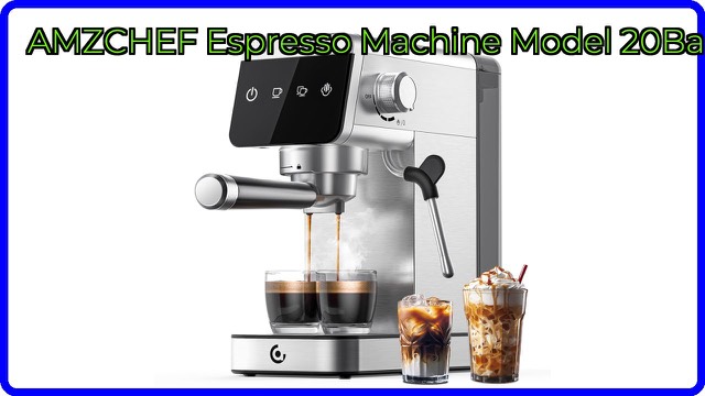 AMZCHEF EM1501 silver espresso machine with steam wand
