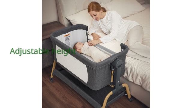 ANGELBLISS 3-in-1 baby bassinet in dark grey with mesh sides