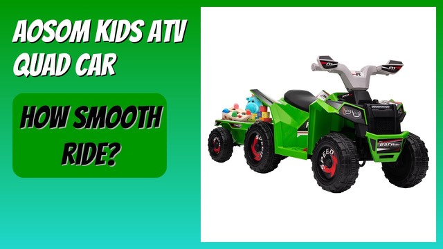 Green Aosom kids electric ATV quad with a small cargo trailer