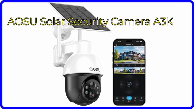 AOSU solar-powered outdoor security camera with solar panel