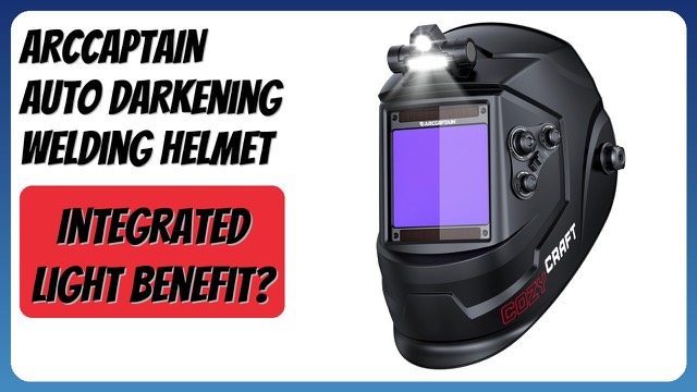 ARCCAPTAIN auto darkening welding helmet with a large viewing window and LED light