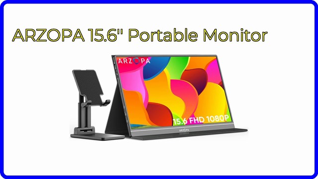 ARZOPA 15.6-inch portable monitor with magnetic case and stand