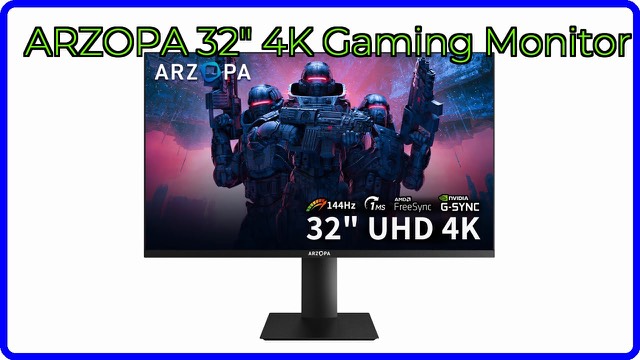 ARZOPA M3RC 32-inch 4K gaming monitor on an adjustable stand