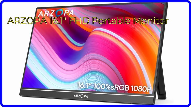 ARZOPA Z1C 16.1-inch portable monitor on a built-in kickstand beside a laptop