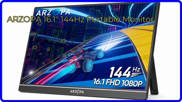 ARZOPA Z1FC portable gaming monitor on a kickstand beside a laptop