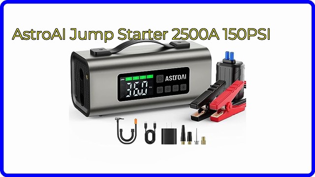AstroAI MF159 portable jump starter with built-in air compressor and LCD