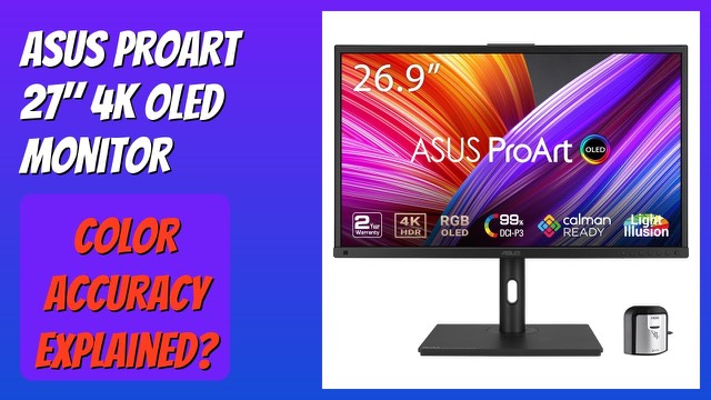ASUS ProArt PA27DCE-K 4K OLED professional monitor on a stand