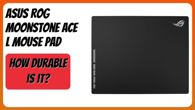 ASUS ROG Moonstone Ace L black glass gaming mouse pad on a desk