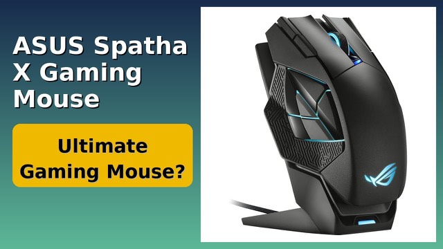 ASUS ROG Spatha X wireless gaming mouse in black with a magnetic charging stand