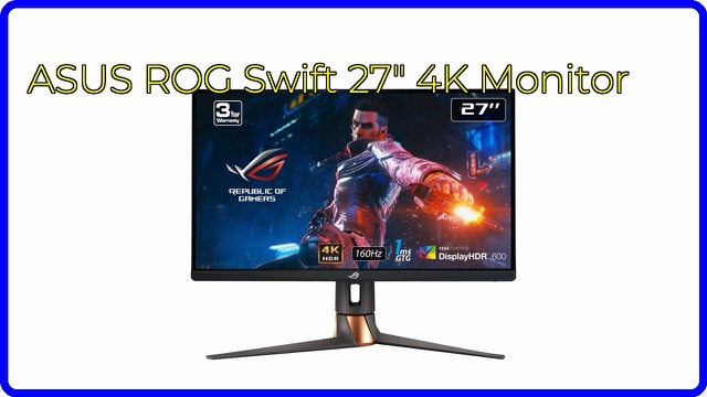 ASUS ROG Swift PG27UQR 27-inch 4K gaming monitor in black