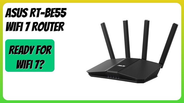 ASUS RT-BE55 dual-band WiFi 7 router with four antennas