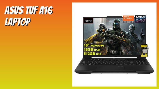 ASUS TUF Gaming A16 16-inch gaming laptop with backlit keyboard