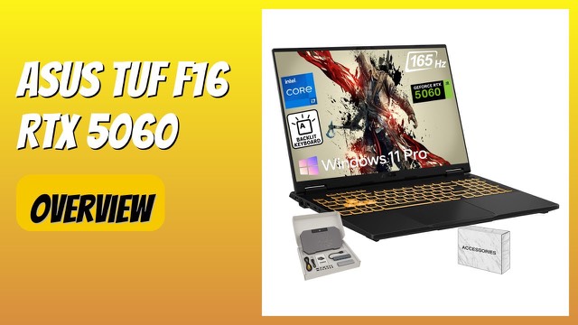 ASUS TUF Gaming F16 laptop in Jaeger Gray with a backlit keyboard