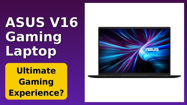 ASUS V16 gaming laptop in matte black with a backlit keyboard