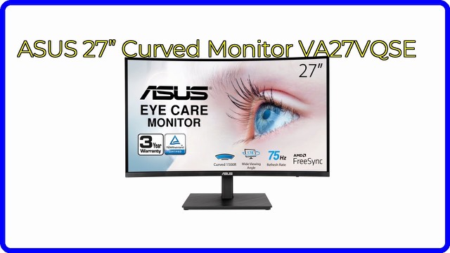 ASUS VA27VQSE 27-inch curved frameless monitor in black