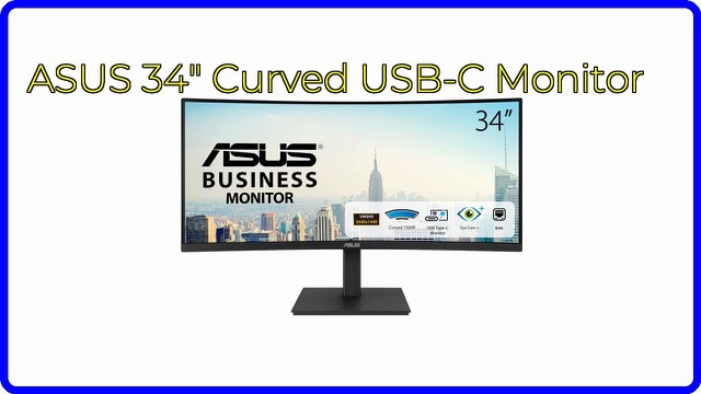 ASUS 34-inch ultrawide curved docking monitor on a height-adjustable stand