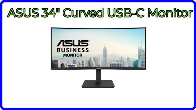 ASUS VA34VCPSR 34-inch curved ultrawide docking monitor on a desk