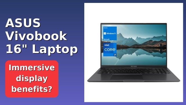 Black ASUS Vivobook 16-inch laptop with thin-bezel display