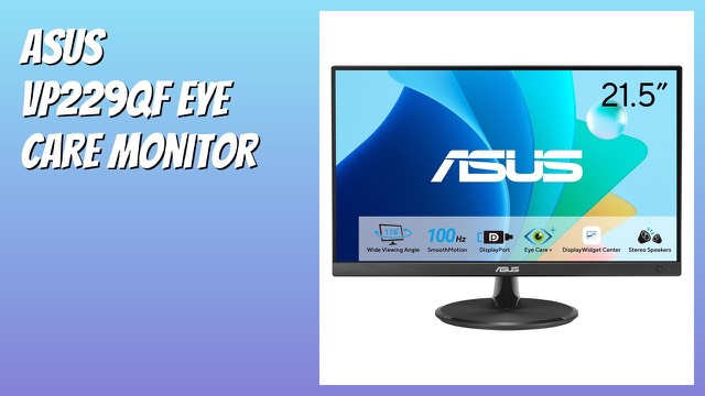 ASUS VP229QF frameless 21.5-inch monitor on a desk