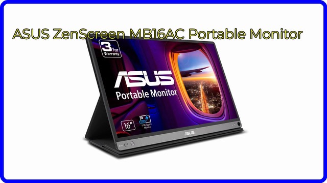 ASUS ZenScreen MB16AC portable monitor with folding smart case beside a laptop