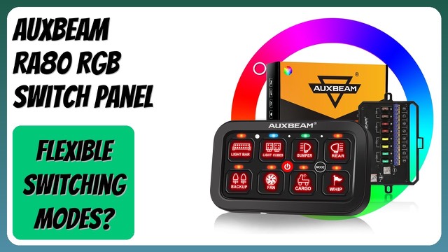 Auxbeam RA80 8-gang switch panel with RGB backlit buttons