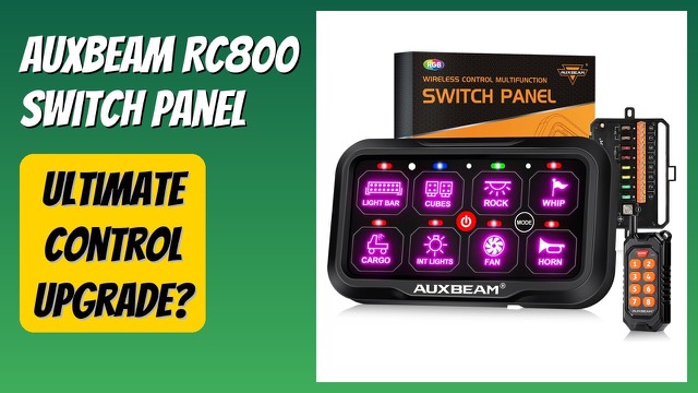Auxbeam RC800 eight-switch panel with backlit buttons and a wireless remote