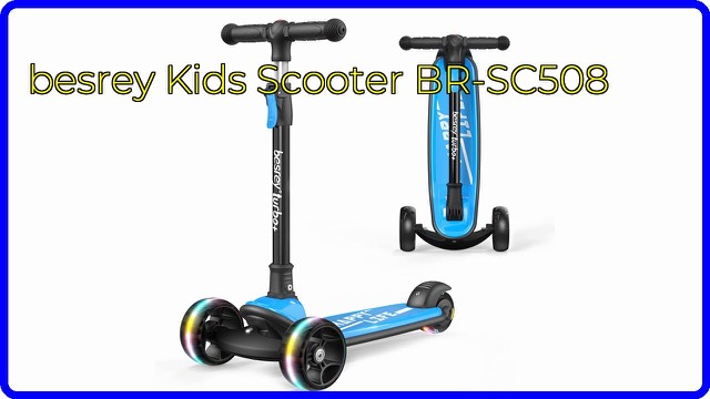 Blue besrey three-wheel kids kick scooter with light-up wheels