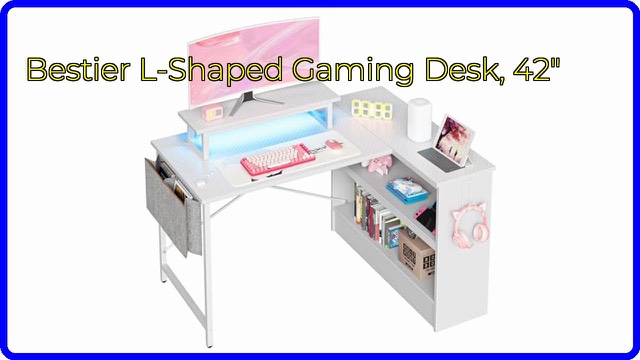 Bestier small L-shaped gaming desk with LED monitor stand
