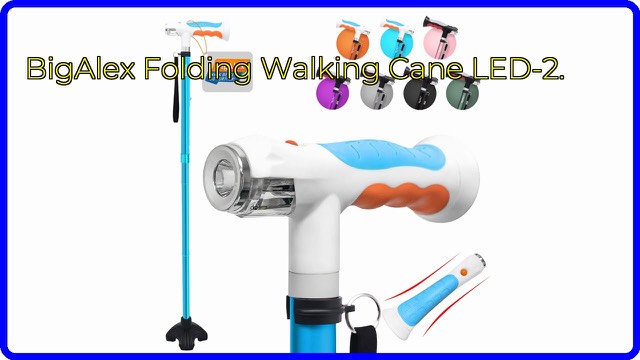 BigAlex folding walking cane with built-in LED lights in the handle