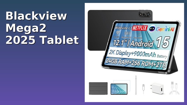Blackview Mega2 12-inch Android tablet in grey with stylus and case