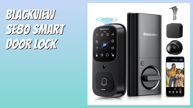 Blackview SE80 smart door lock with camera and fingerprint reader on a front door