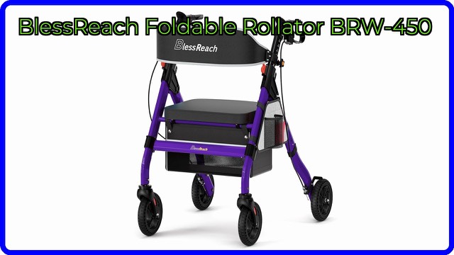 BlessReach purple foldable rollator walker with seat
