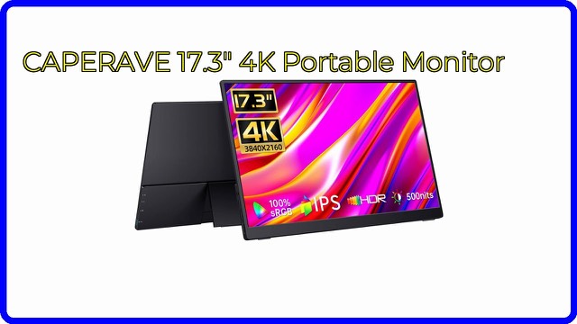 CAPERAVE CU17 17.3 inch 4K portable monitor on its kickstand