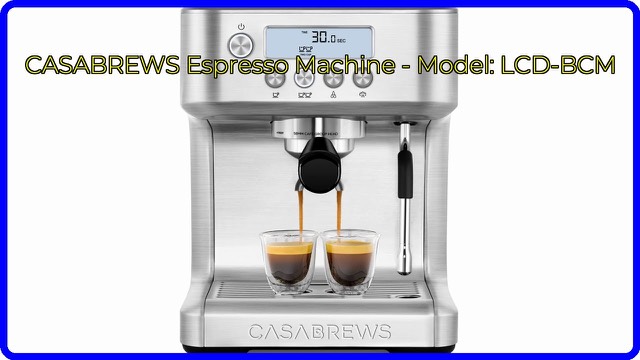 CASABREWS stainless steel espresso machine with steam wand and LCD display
