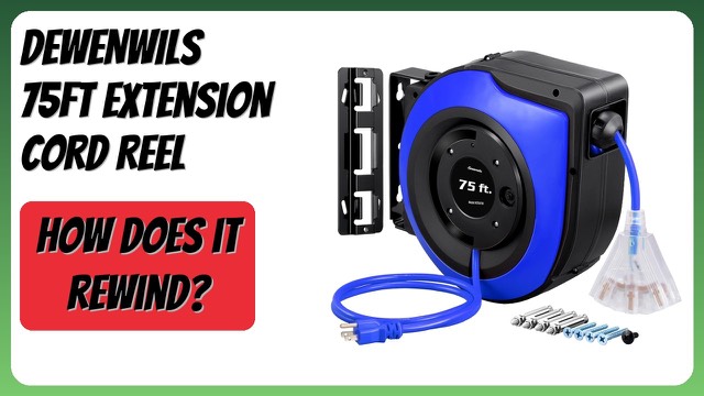DEWENWILS DL-620 blue and black retractable extension cord reel with three outlets