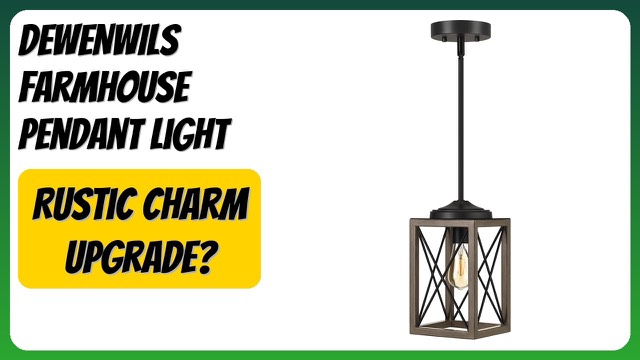 DEWENWILS farmhouse caged pendant light with wood-grain finish