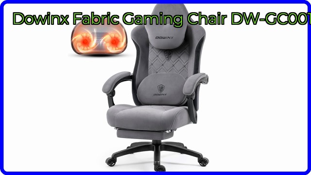 Dowinx gray fabric gaming chair with footrest and headrest