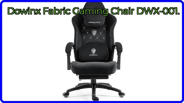 Dowinx black fabric gaming chair with footrest and lumbar cushion