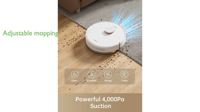 Dreame D10 Plus robot vacuum next to its self-emptying base