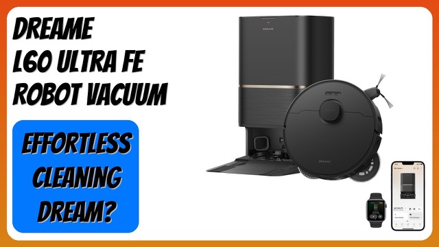 DREAME L60 Ultra FE robot vacuum and mop beside its docking station