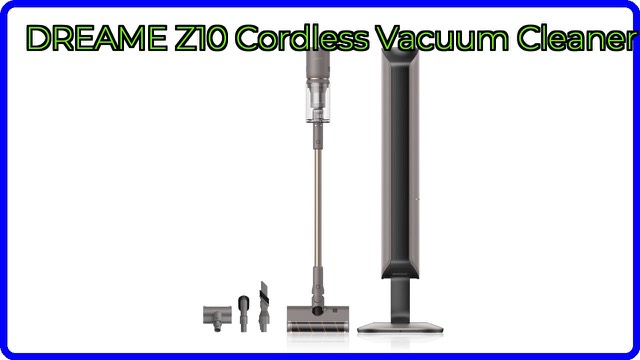 DREAME Z10 Station cordless stick vacuum standing in its auto-empty charging dock