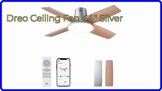 Dreo 44-inch flush-mount ceiling fan with light in silver