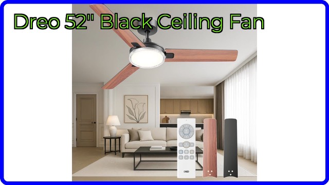 Dreo 52-inch black ceiling fan with integrated light