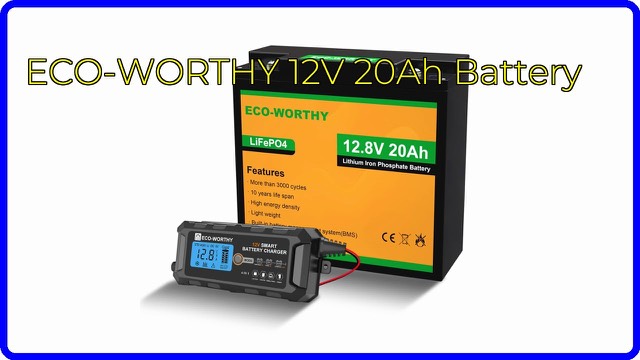 ECO-WORTHY 12V 20Ah lithium iron phosphate battery with a 5A smart charger